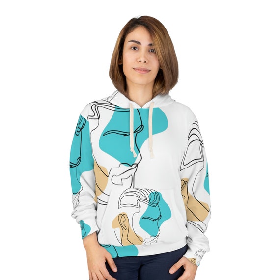 Unisex Pullover Hoodie, Abstract Face pattern