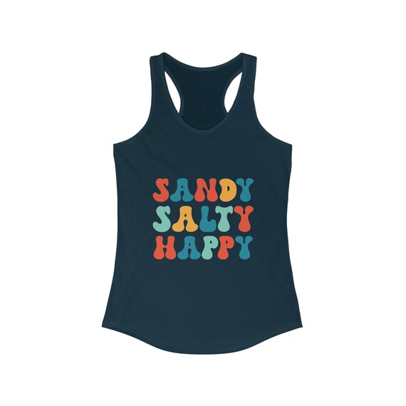 Women's Ideal Racerback Tank Top, Sandy Salty Happy