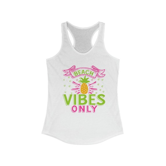 Women's Ideal Racerback Tank, Beach Vibes Only, Relaxation, Comfortable,  Stylish, Athletic, Lightweight, Flattering, Active Sleeveless