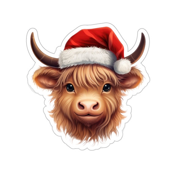 Kiss-Cut Stickers, Christmas Cow Head Sticker