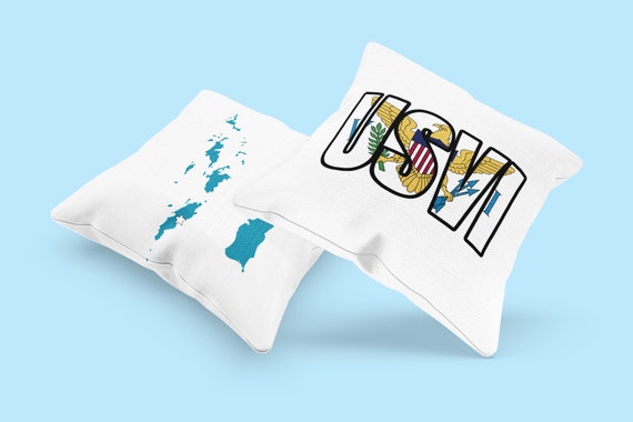 Virgin Islands Throw Pillow, Virgin Islands Spun Polyester Square Pillow, USVI Square Pillow,