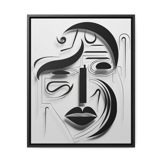 Contemporary abstract Face Art, Gallery Canvas Wraps, Vertical Frame