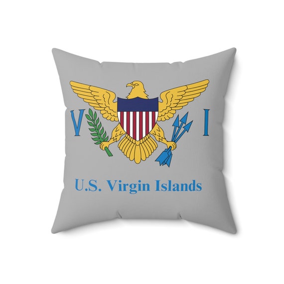 Virgin Islands Throw Pillow, USVI Throw Pillow, Virgin Islands Spun Polyester Square Pillow