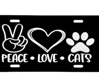 Cat Car Tag For The Animal Lover  Aluminum Laser Engraved Front License Tag.  Looks great on your car or truck!
