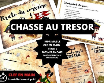 5 / 6 ans CHASSE au TRESOR en Français PIRATE-  kit clé en main à imprimer - anniversaire / après-midi enfant- intérieur ou extérieur trésor