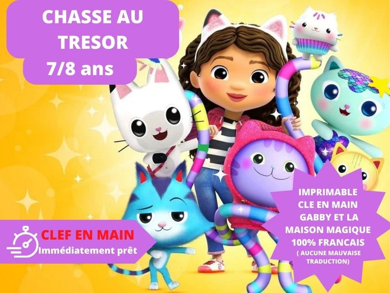 7 / 8 ans CHASSE au TRESOR en Français petits chats clé en main à imprimer anniversaire / après-midi enfant intérieur ou extérieur trésor image 1