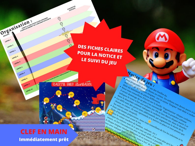 7 / 8 ans CHASSE au TRESOR en Français MARIO Bros clé en main à imprimer après-midi enfant intérieur ou extérieur trésor image 4