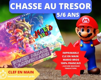 5 / 6 ans CHASSE au TRESOR en Français MARIO Bros  clé en main à imprimer - après-midi enfant- intérieur ou extérieur trésor