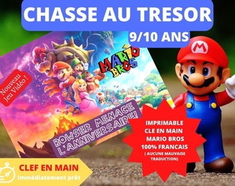 9 / 10 ans CHASSE au TRESOR en Français MARIO Bros  clé en main à imprimer - après-midi enfant- intérieur ou extérieur trésor