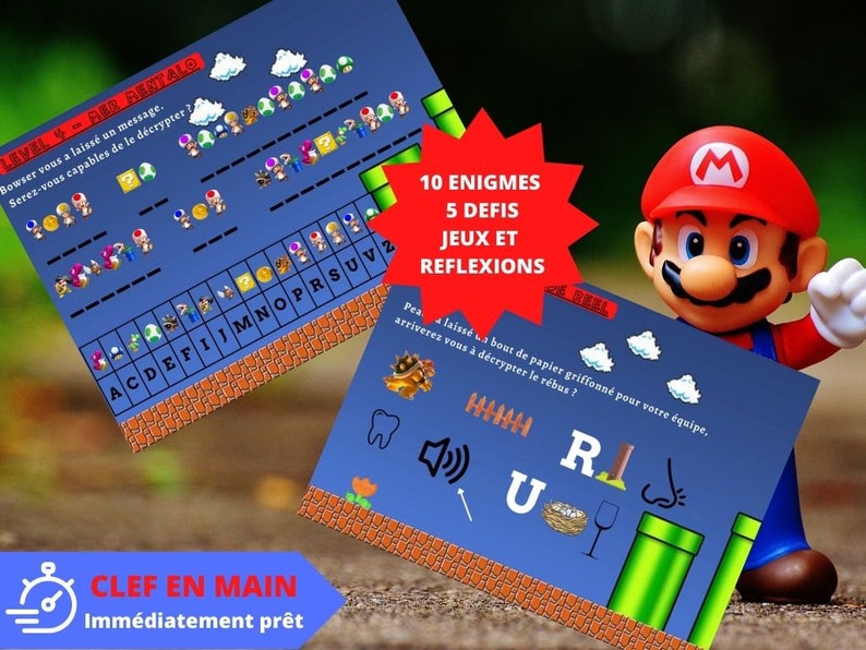 9 / 10 ans CHASSE au TRESOR en Français MARIO Bros clé en main à imprimer après-midi enfant intérieur ou extérieur trésor image 2