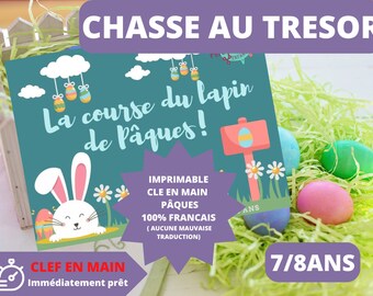 7 / 8 ans CHASSE au TRESOR en Français pour PAQUES  clé en main à imprimer - après-midi enfant- intérieur ou extérieur trésor