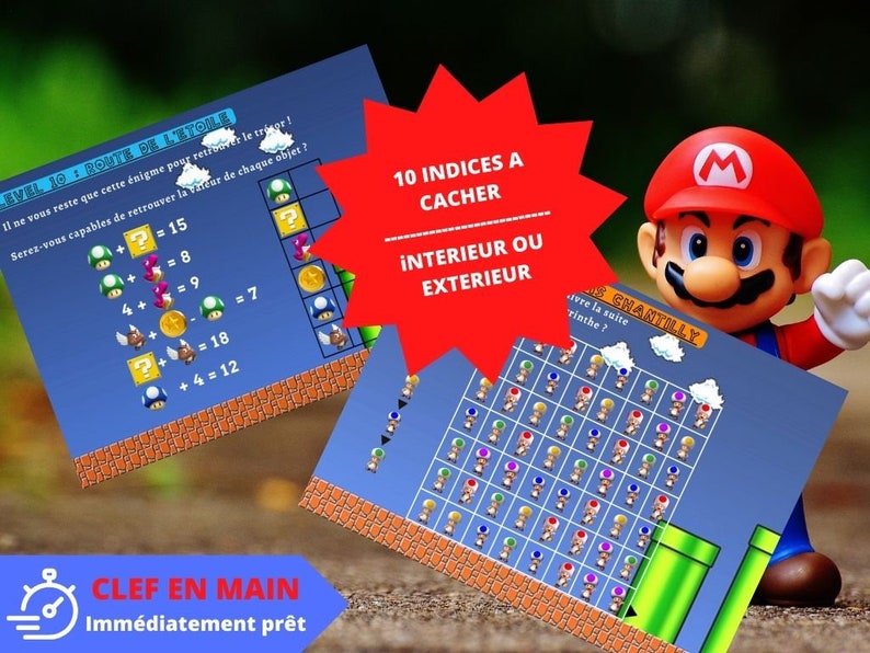 9 / 10 ans CHASSE au TRESOR en Français MARIO Bros clé en main à imprimer après-midi enfant intérieur ou extérieur trésor image 3