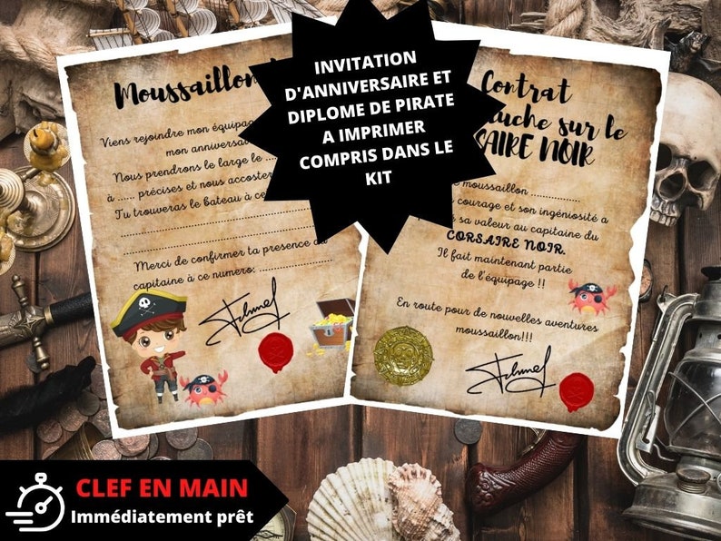 7 / 8 ans CHASSE au TRESOR en Français PIRATE kit clé en main à imprimer anniversaire / après-midi enfant intérieur ou extérieur trésor image 5