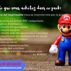 7 / 8 ans CHASSE au TRESOR en Français MARIO Bros clé en main à imprimer après-midi enfant intérieur ou extérieur trésor image 6