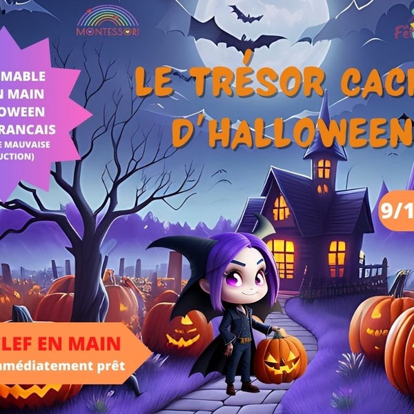 9 / 10 ans CHASSE au TRESOR Français HALLOWEEN-  kit clé en main à imprimer - anniversaire / après-midi enfant intérieur ou extérieur trésor