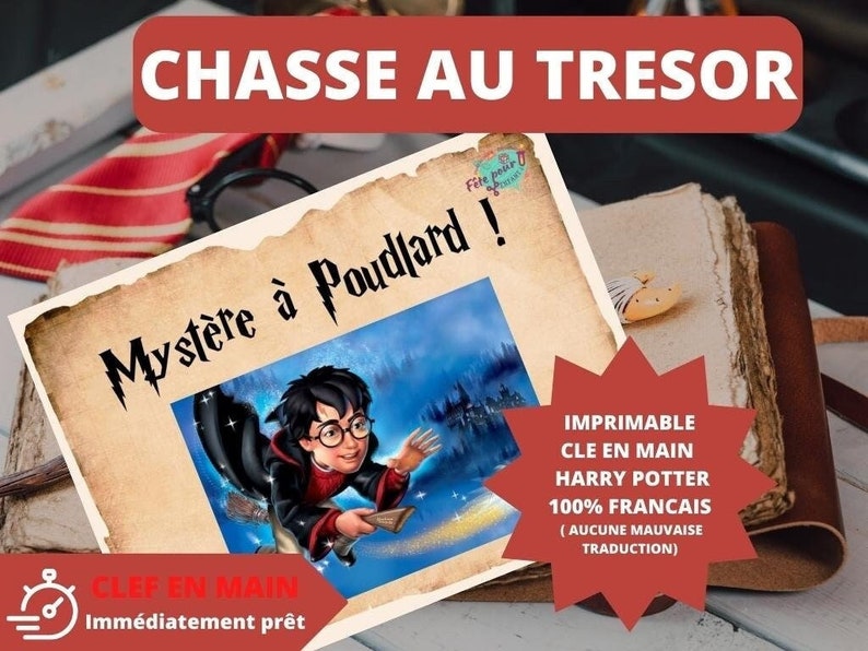 7 / 8 ans CHASSE au TRESOR en Français HARRY école des sorciers kit clé en main à imprimer anniversaire / après-midi enfant trésor image 1