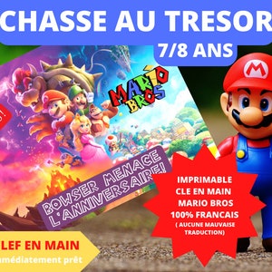 7 / 8 ans CHASSE au TRESOR en Français MARIO Bros clé en main à imprimer après-midi enfant intérieur ou extérieur trésor image 1