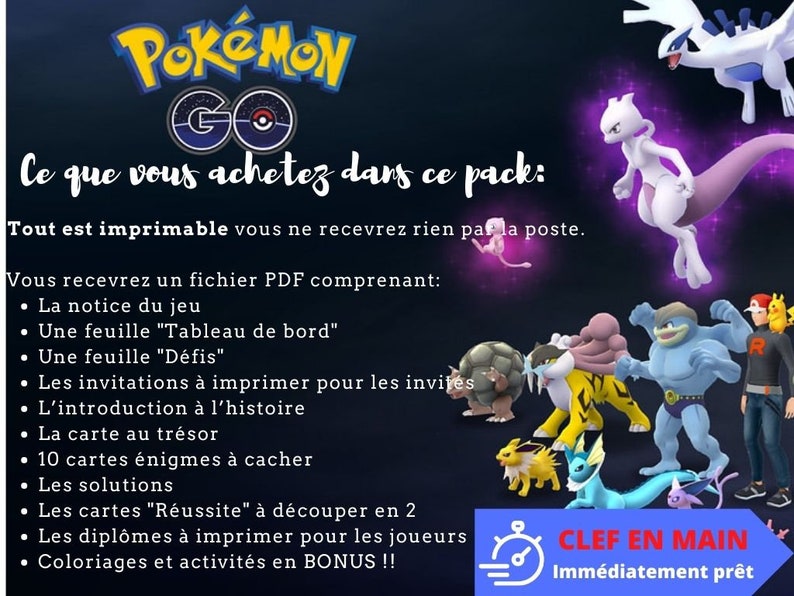 7 / 8 ans CHASSE au TRESOR en Français POKEMON clé en main à imprimer après-midi enfant intérieur ou extérieur trésor image 6