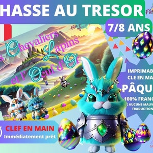 7 / 8 ans CHASSE au TRESOR en Français Chevaliers Lapins pour PÂQUES après-midi enfant intérieur ou extérieur trésor image 1