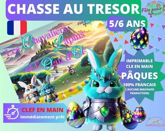 5 / 6 ans CHASSE au TRESOR en Français Chevaliers Lapins pour PÂQUES  - après-midi enfant- intérieur ou extérieur trésor