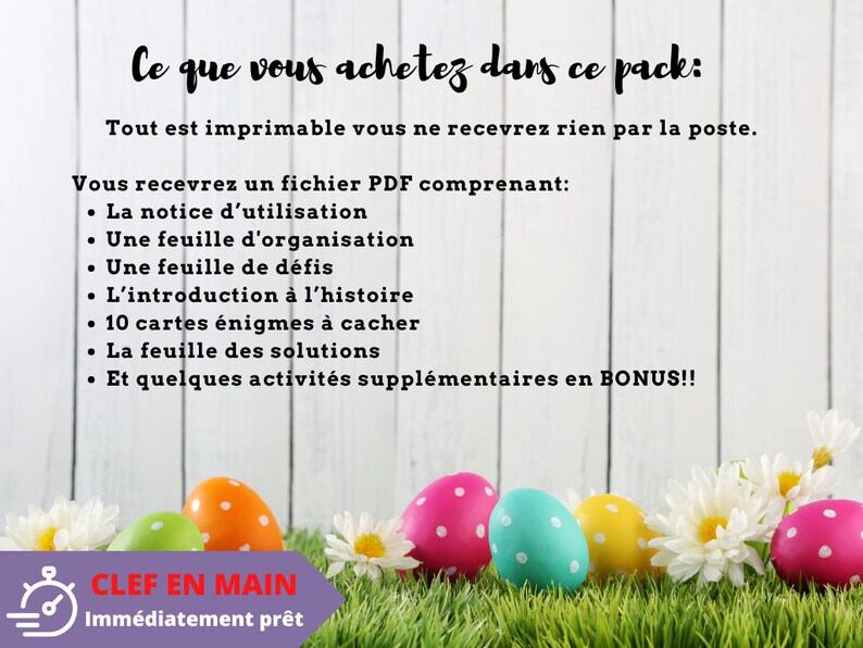 7 / 8 ans CHASSE au TRESOR en Français pour PAQUES clé en main à imprimer après-midi enfant intérieur ou extérieur trésor image 5