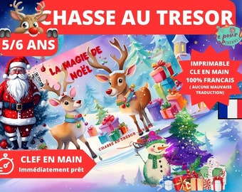 5 / 6 ans CHASSE au TRESOR Français NOEL-  kit clé en main à imprimer - anniversaire / après-midi enfant intérieur ou extérieur trésor