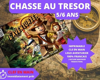 5 / 6 ans CHASSE au TRESOR en Français Aventurier Bricks clé en main à imprimer - après-midi enfant- intérieur ou extérieur trésor