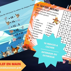 7 / 8 ans CHASSE au TRESOR en Français POKEMON clé en main à imprimer après-midi enfant intérieur ou extérieur trésor image 3