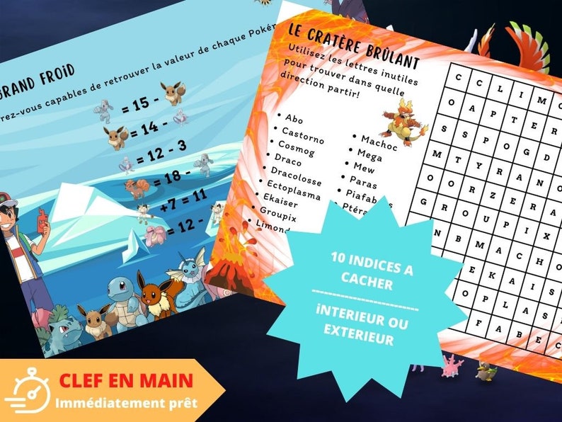 7 / 8 ans CHASSE au TRESOR en Français POKEMON clé en main à imprimer après-midi enfant intérieur ou extérieur trésor image 3