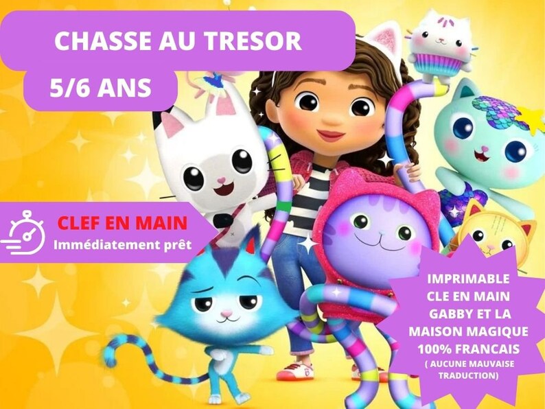 5 / 6 ans CHASSE au TRESOR en Français petits chats clé en main à imprimer anniversaire / après-midi enfant intérieur ou extérieur trésor image 1