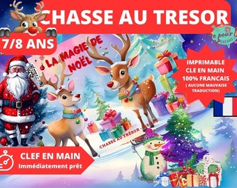 7 / 8 ans CHASSE au TRESOR Français NOEL-  kit clé en main à imprimer - anniversaire / après-midi enfant intérieur ou extérieur trésor