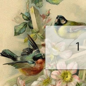 Custom Fabric Cotton Canvas Applique Victorian Vintage Robin Swallow Bird Family Cherry Blossom Quilting Patches Embellishment Needlecraft