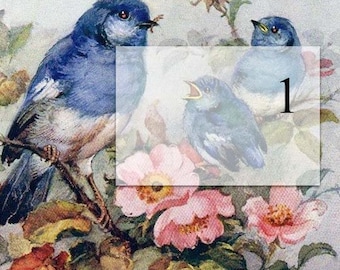 Custom Personalized Fabric Cotton Canvas Applique Victorian Vintage Bluebird  Rose Sewing Quilting Patches Embellishment Craft Needlecraftt