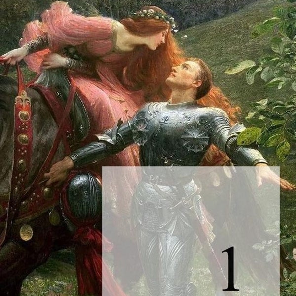 Fabric Panel Canvas Cotton Print Applique Vintage Medieval Knight Princess Edmund Leighton John Waterhouse Sewing Quilting Embellishments