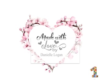 Custom Personalized Heart Quilt Labels sewing labels quilting label quilt patch handmade fabric label blanket tag Iron on Sewing Quilters