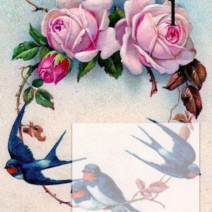 Apliques personalizados de tela de algodón y lona, estilo victoriano vintage, con diseño de petirrojo, pájaro azul, golondrina, rosa y nomeolvides. Parches para acolchado y adornos de costura.