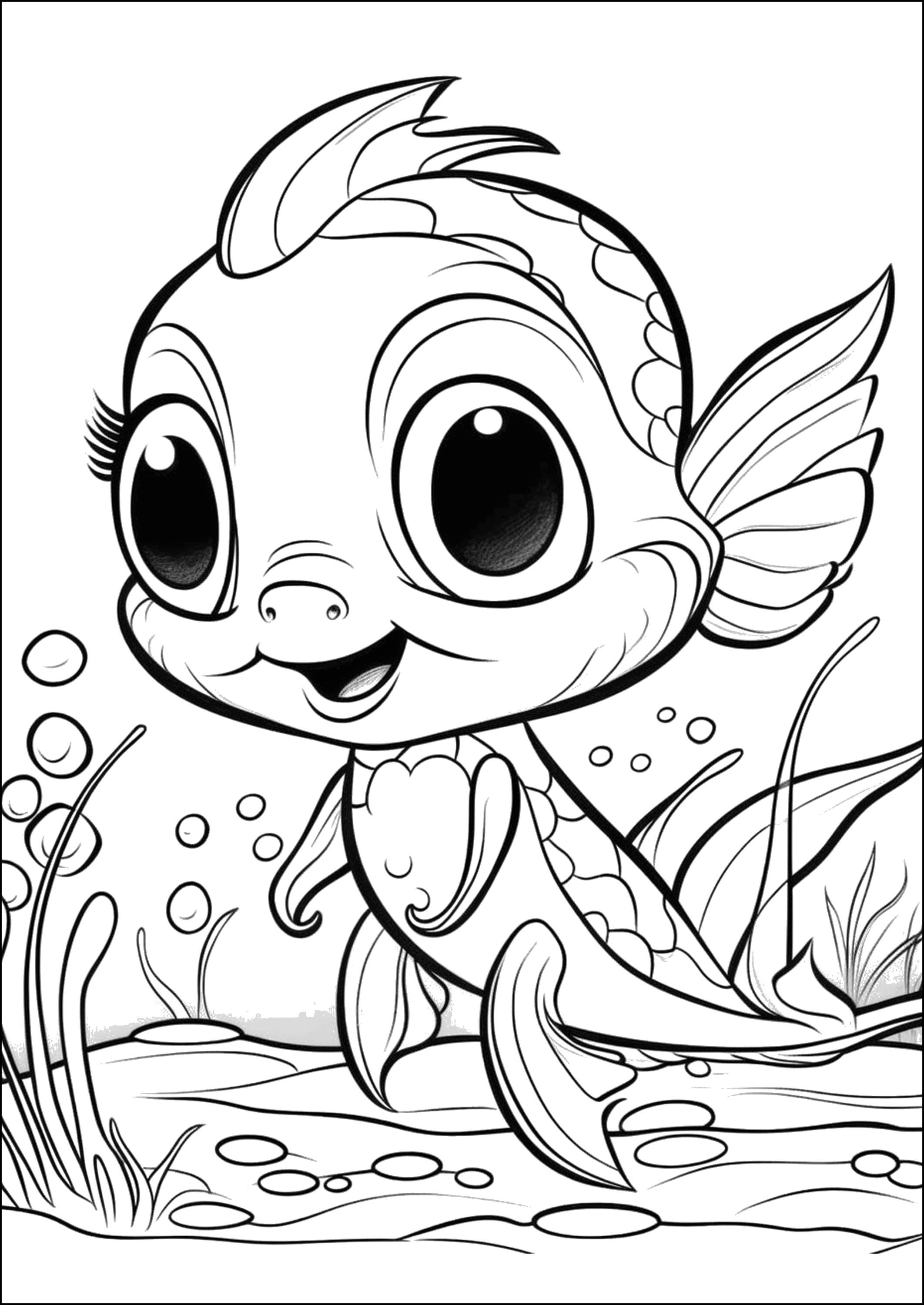 191 Coloring Pages Cute Fish. Colouring Book PDF Etsy