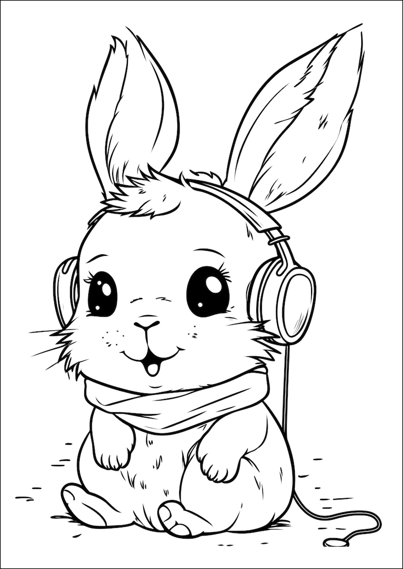 154 Coloring Pages - Cute Rabbit. Colouring Book PDF - Etsy