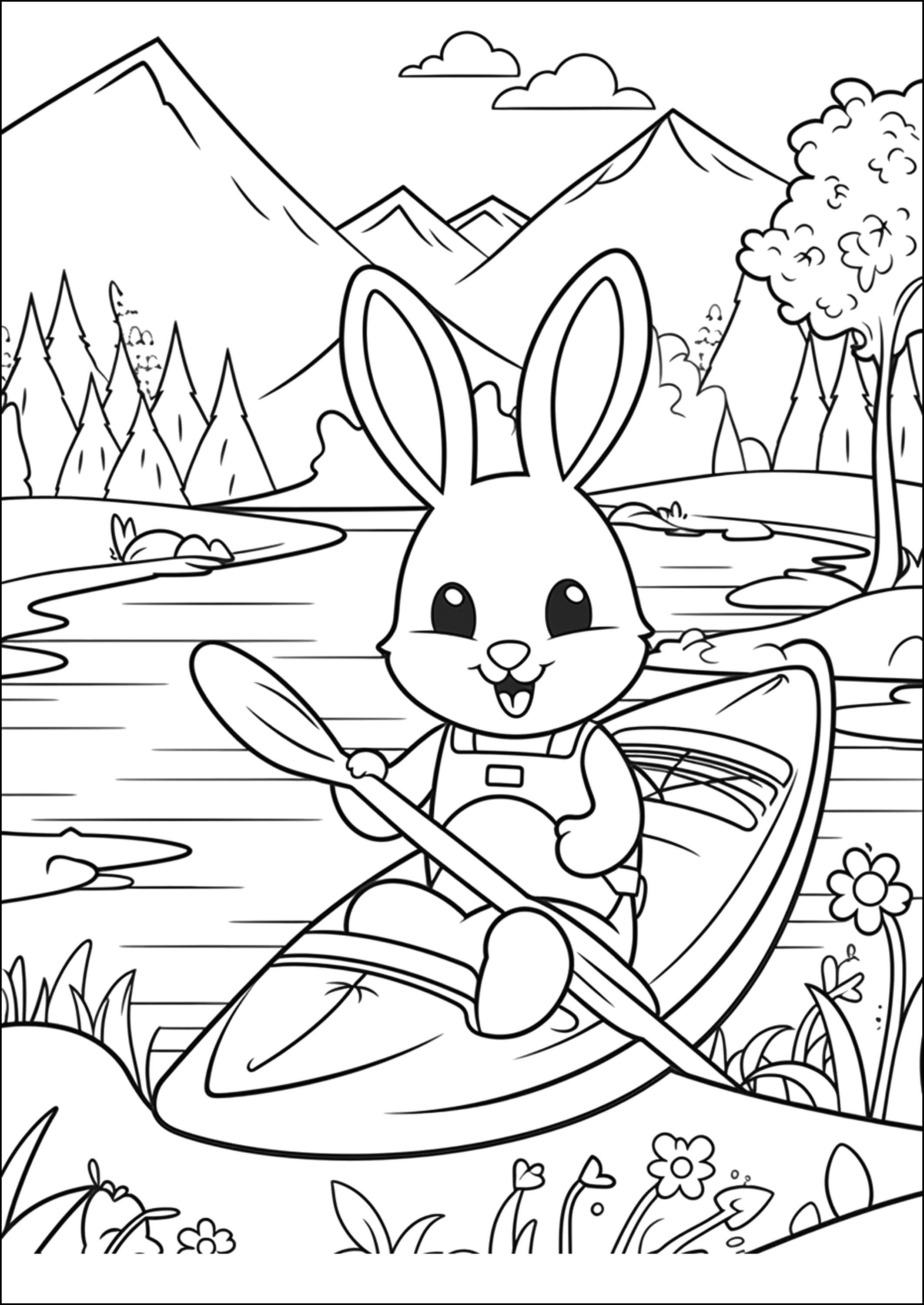 154 Coloring Pages Cute Rabbit. Colouring Book PDF - Etsy