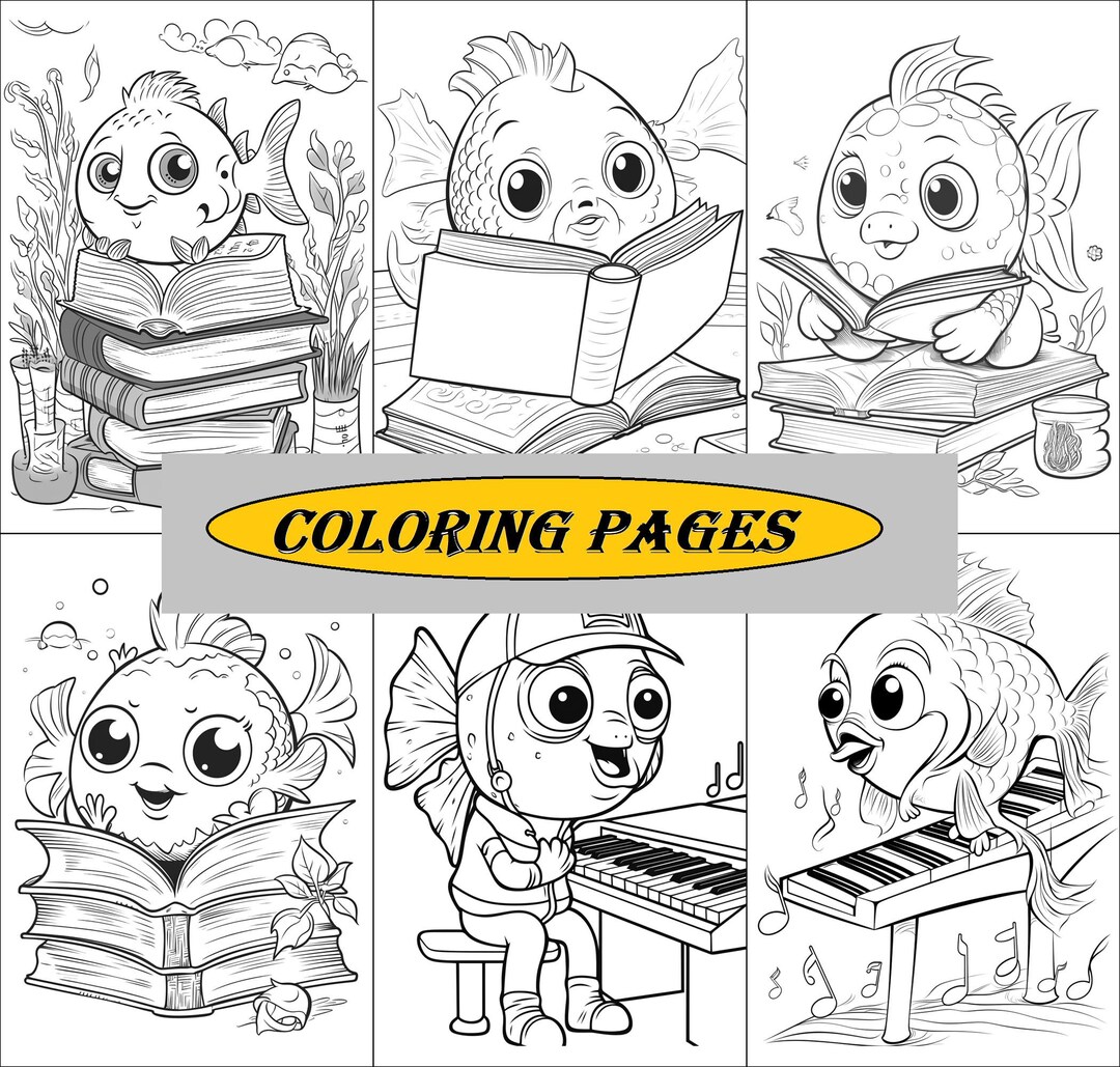 191 Coloring Pages Cute Fish. Colouring Book PDF Etsy