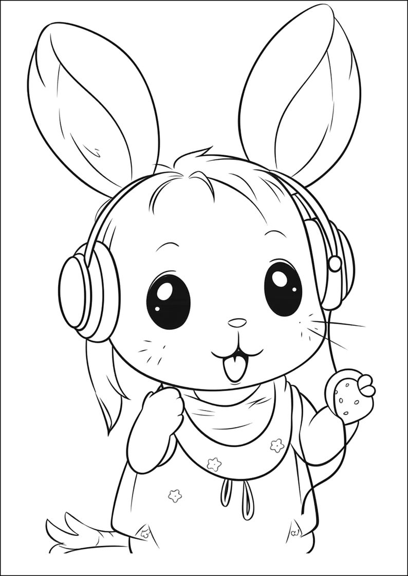 154 Coloring Pages - Cute Rabbit. Colouring Book PDF - Etsy