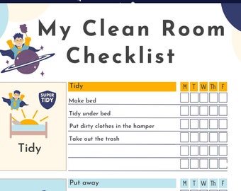 Cleaning Checklist Boy Room | Family Chore Chart for Kids Pictures | Pdf | Kids Cleaning Cards | Printable Cleaning List | Housekeeping List