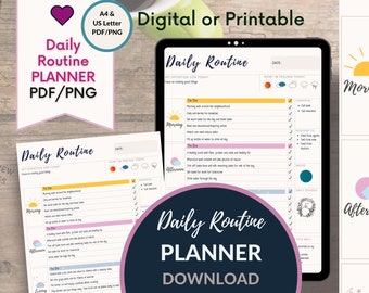 Daily Routine Checklist Adult Goodnotes | Daily Routine Planner PDF | Healthy Habits Daily Routine Chart | Printable Morning Routine PNG