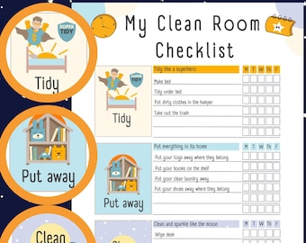 Cleaning Checklist Boy Room | Family Chore Chart for Kids Pictures | Pdf | Kids Cleaning Cards | Printable Cleaning List | Housekeeping List