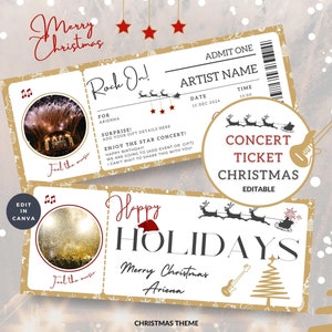 Printable Editable Concert Tickets, Christmas Canva Template, Event Gift Certificate, Surprise Theater Show, Music Coupons, Instant Download