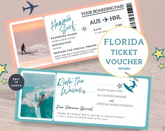 Boarding Pass to Hawaii, Printable Ticket, Surprise Trip, Print at Home DIY Flight Card, Vacation Wedding, Gift Reveal Instant Download