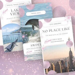 Travel Agent Content, Stories, Christmas Social Media Posts for Business, Instagram Holiday Marketing Editable Canva Template, Engagement
