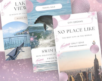 Travel Agent Content, Stories, Christmas Social Media Posts for Business, Instagram Holiday Marketing Editable Canva Template, Engagement