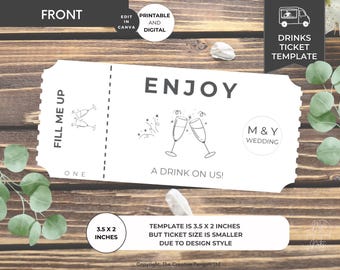 Wedding Drink Tickets, Printable Editable Template, Food Truck Meal, Event Voucher, Wine Token, Gift Certificate Customize, Instant Download