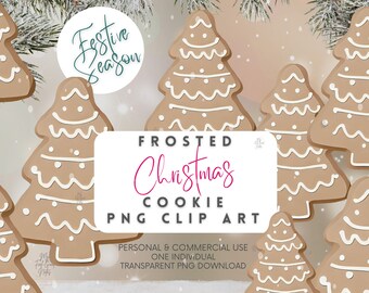 Christmas Sugar Cookie Png, Frosted Clipart, Gingerbread Baking Holiday, Individual Transparent Background Digital Download, Commercial Use